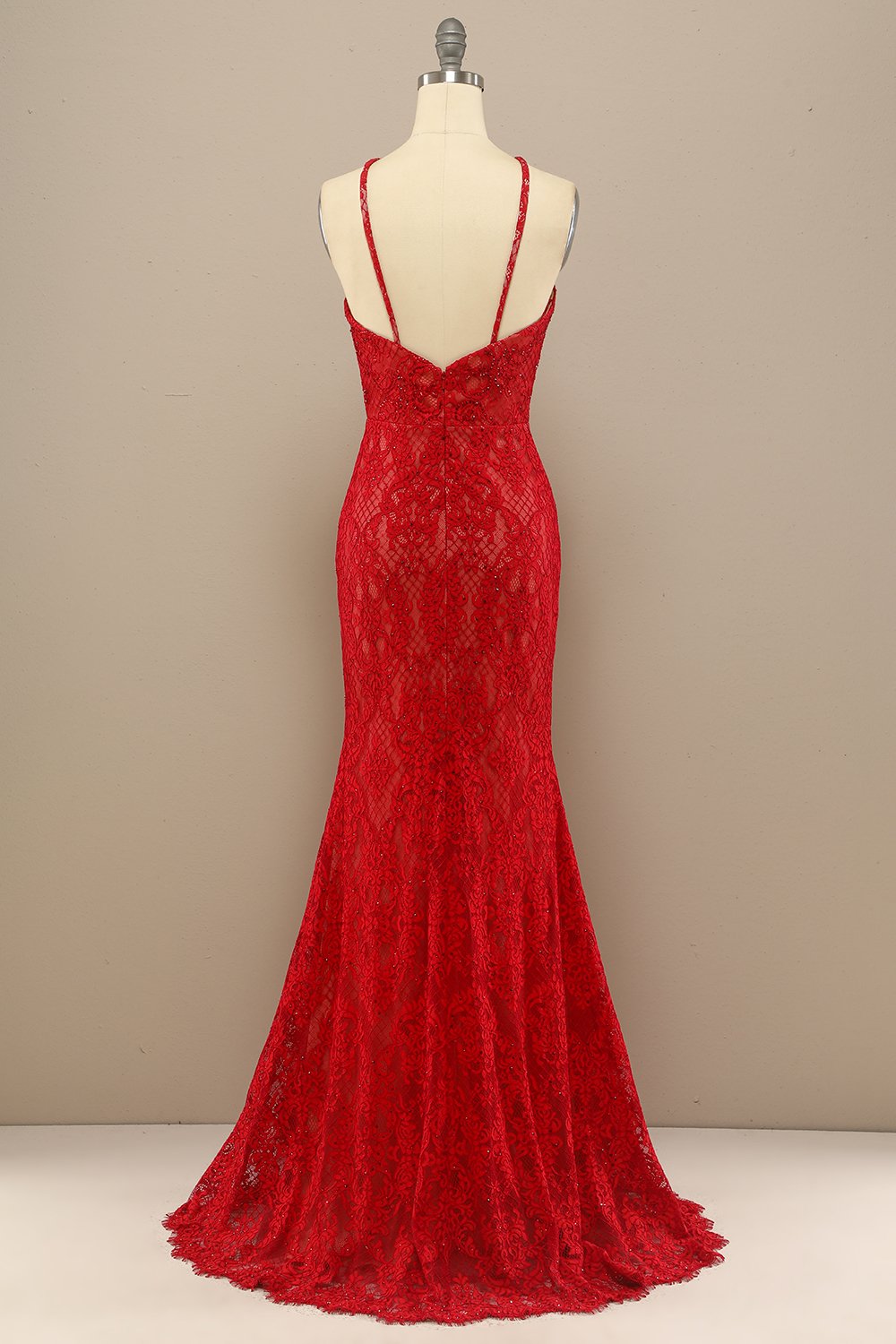 Navy Mermaid Lace Long Prom Dress