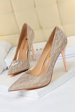 Shallow Toe Sequined Stiletto High Heels