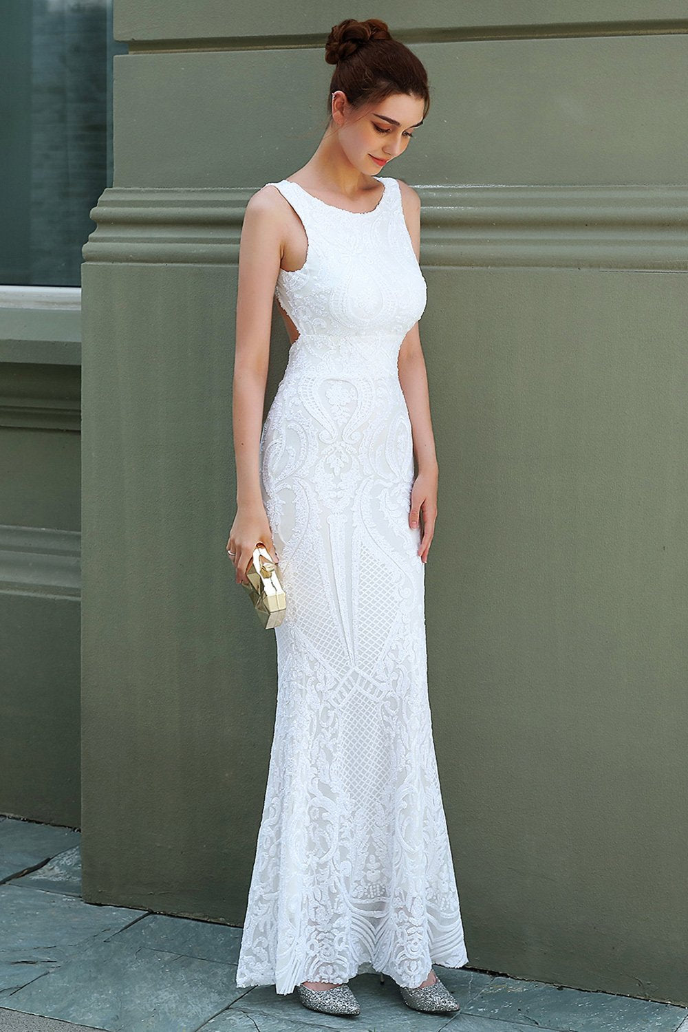 White Mermaid Formal Dress