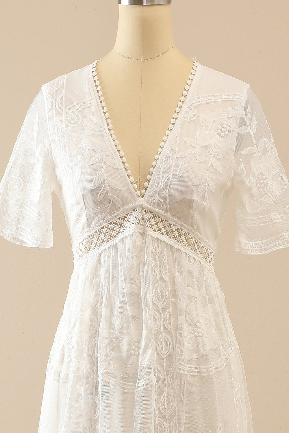 White Lace Summer Boho Maxi Dress