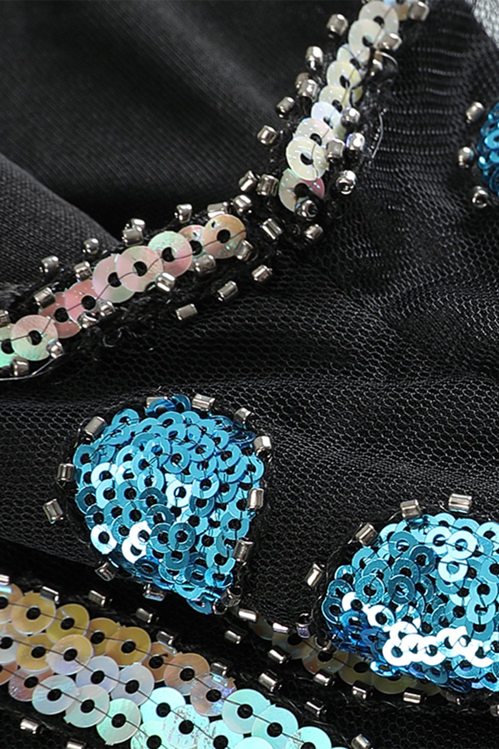 Black Blue Asymmetrical V Neck 1920s Flapper Dress
