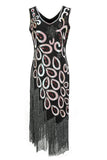 Black Blue Asymmetrical V Neck 1920s Flapper Dress