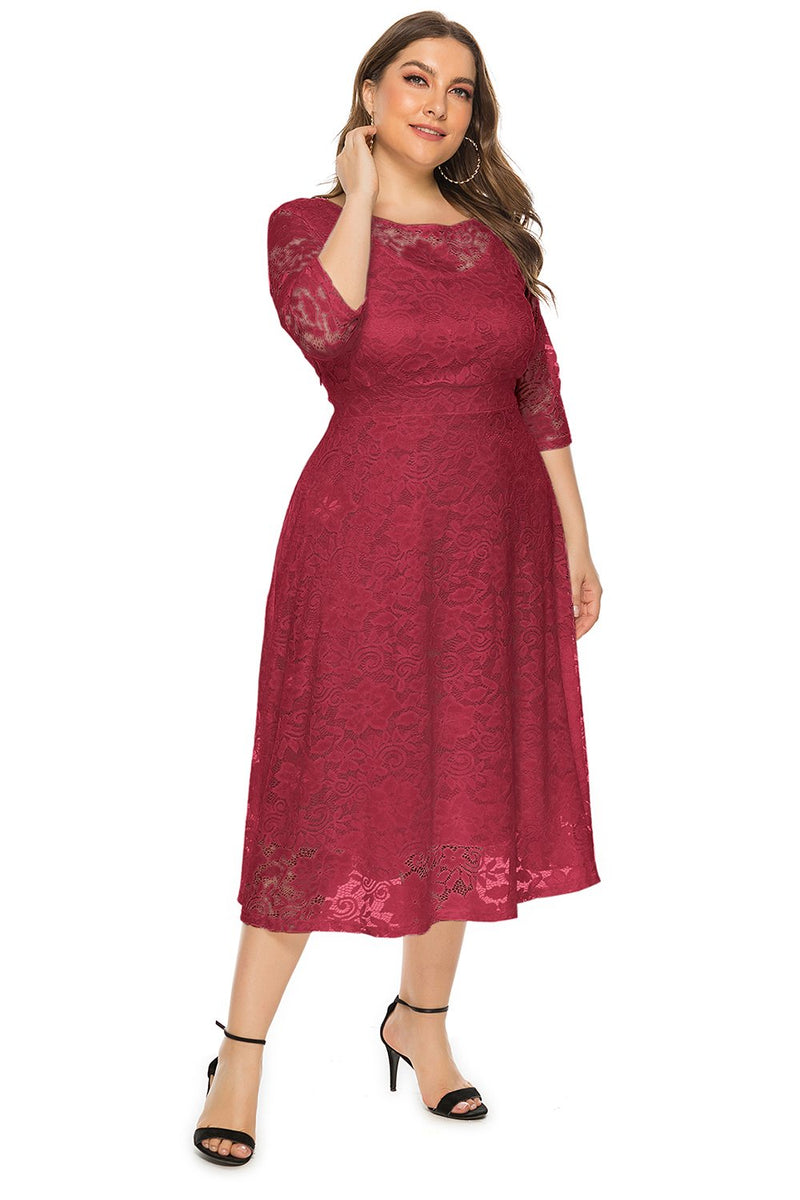 Lace long clearance plus size dresses