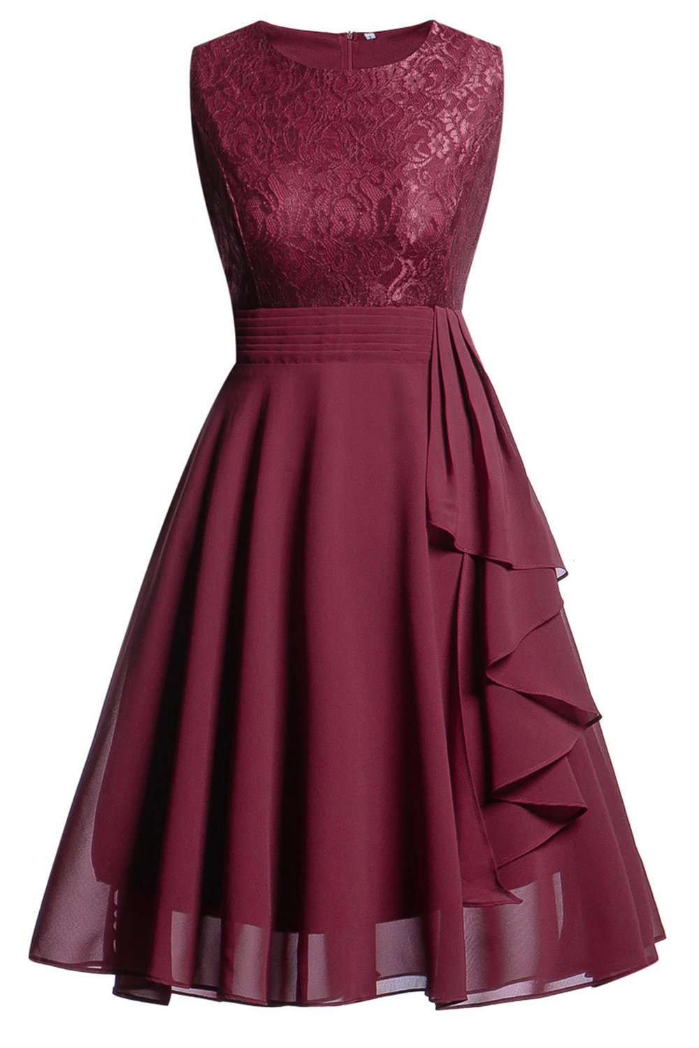 Navy Lace Wedding Party Dress with Ruffles