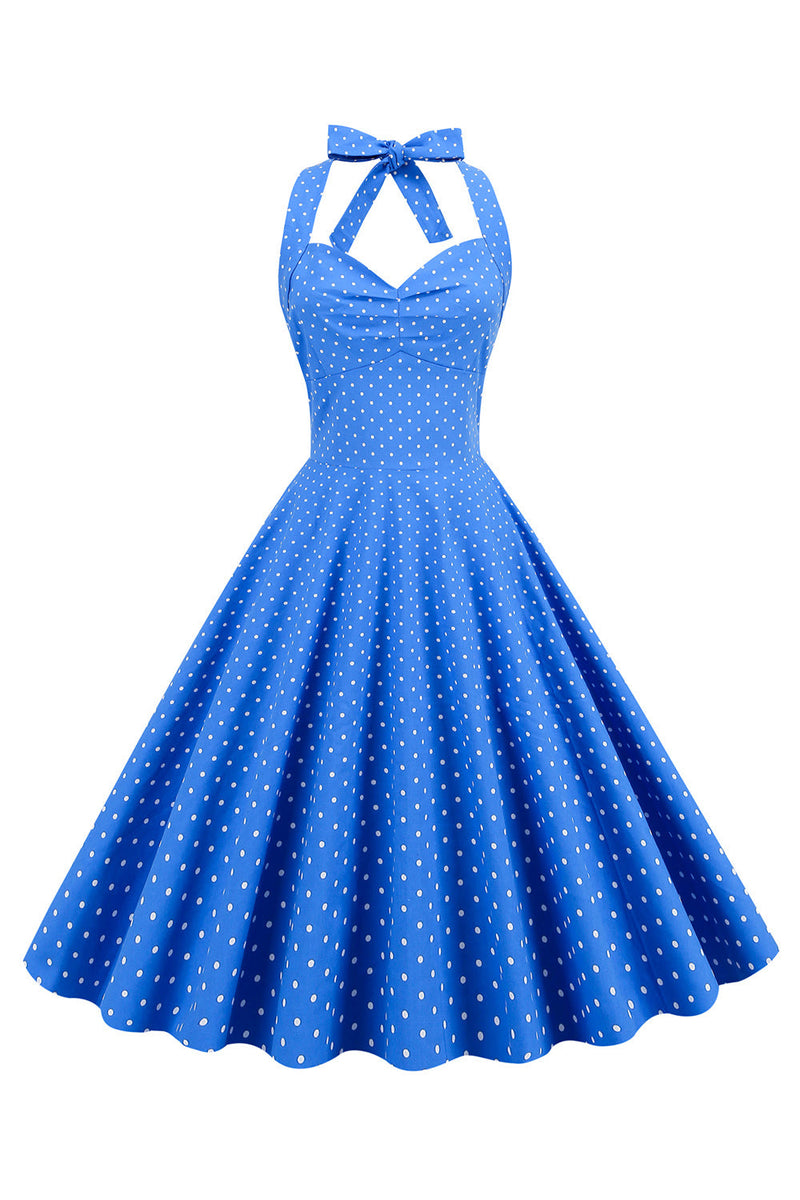 Navy polka top dot halter dress