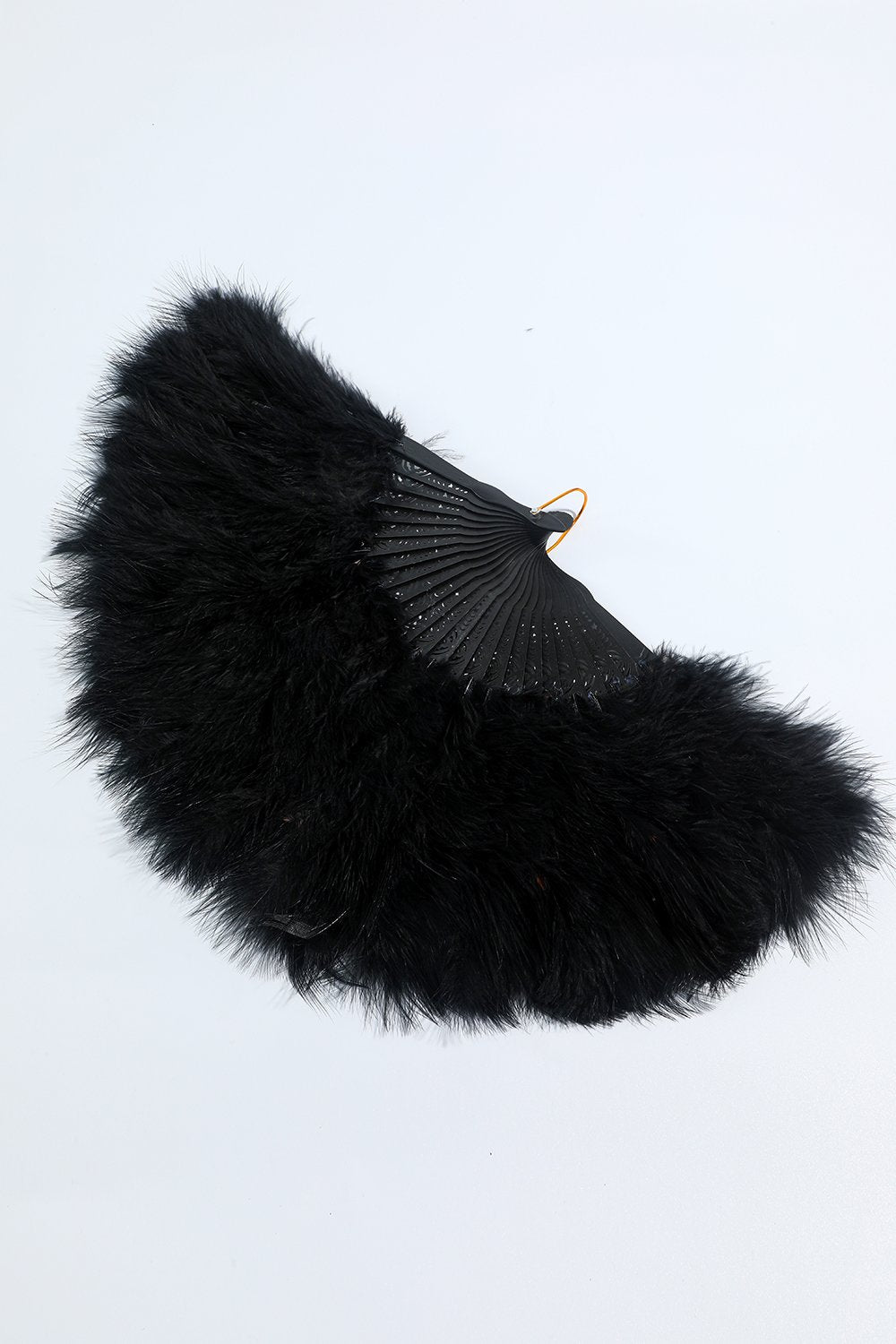 Gatsby Black Feather Folding Fan