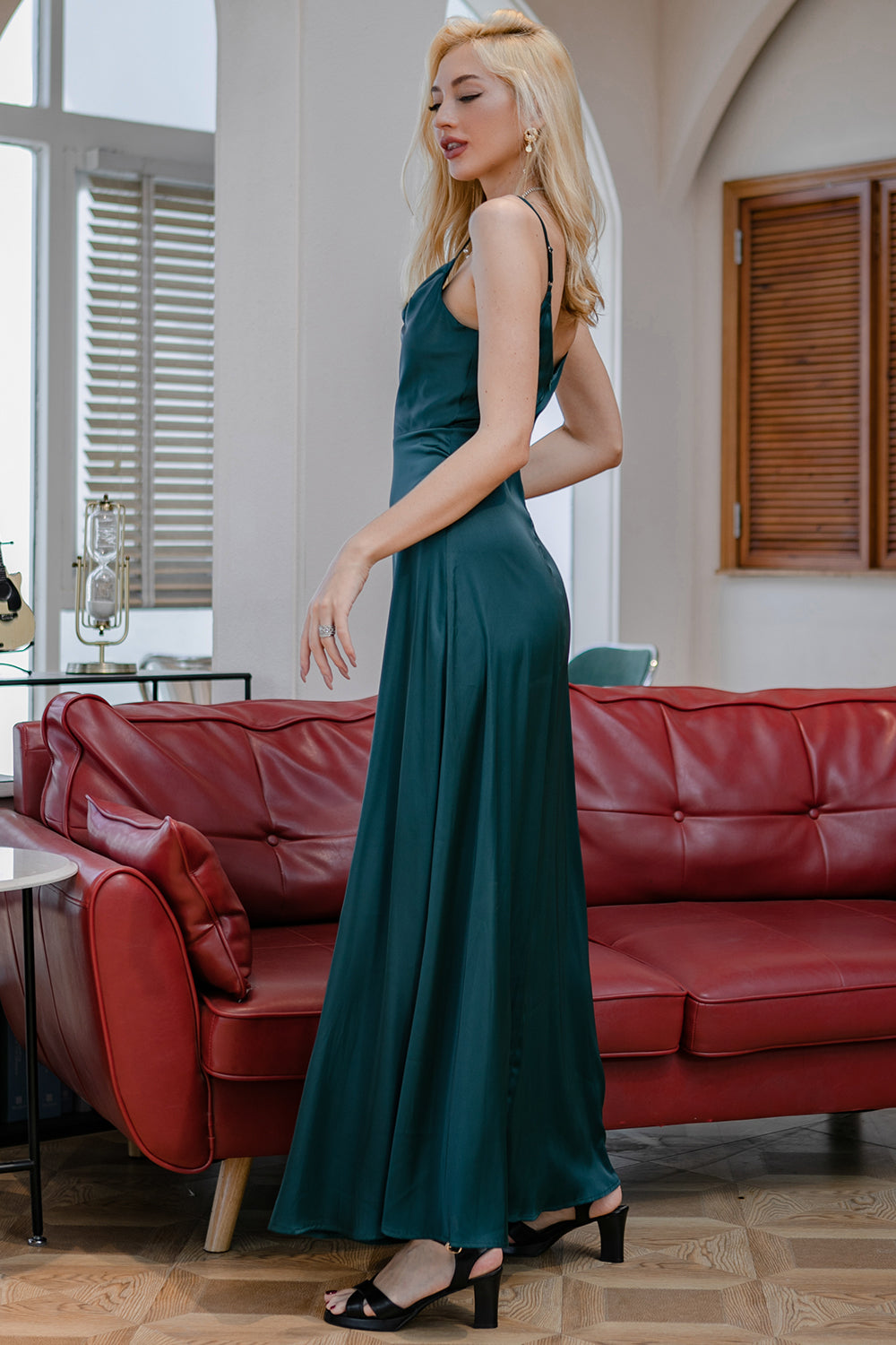 Burgundy Simple Long Bridesmaid Prom Dress