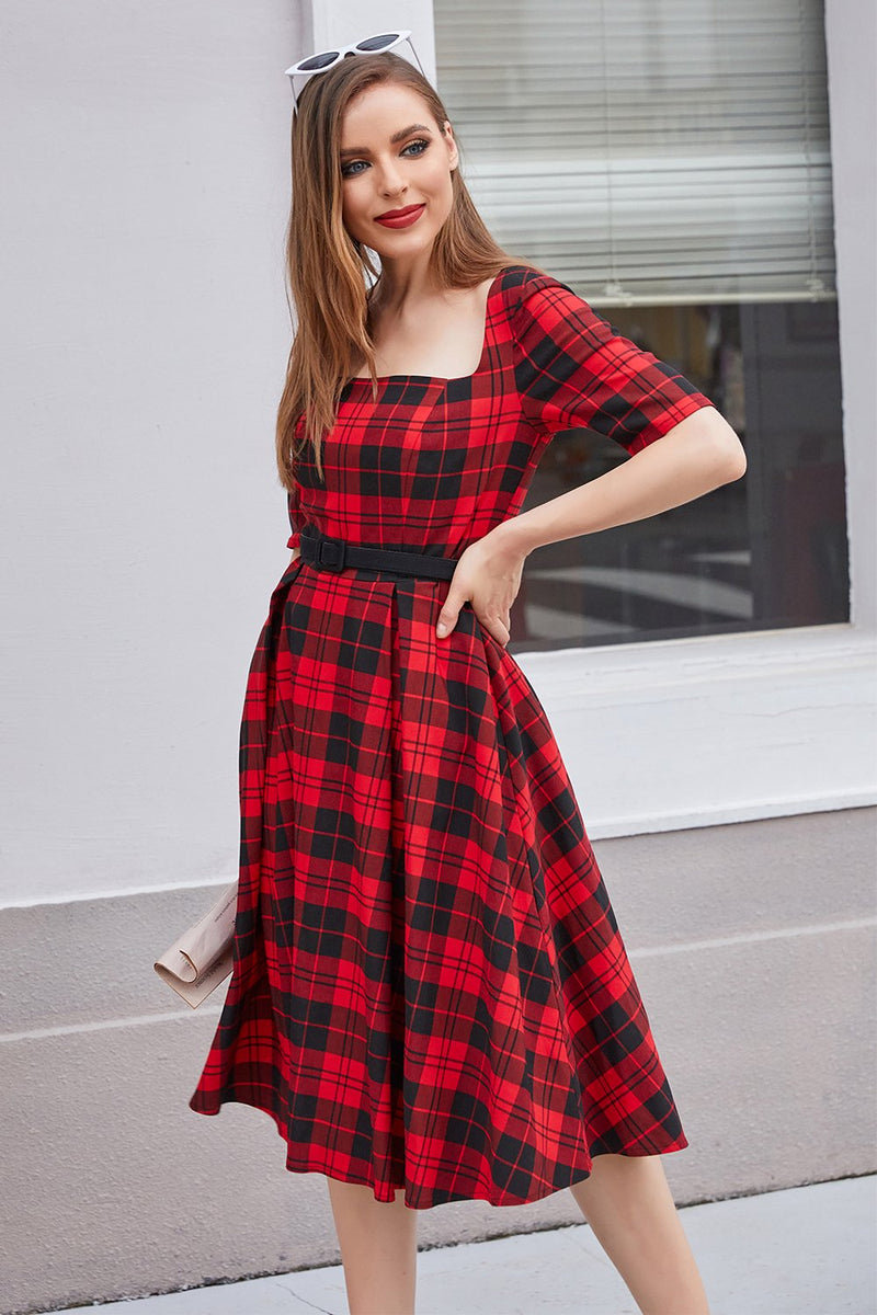 Red plaid best sale dress women