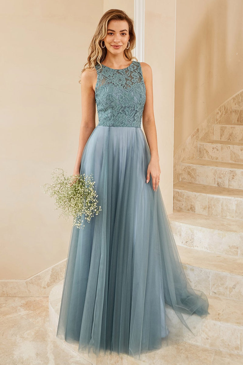 Navy lace 2024 top bridesmaid dress