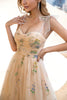 Load image into Gallery viewer, A Line Spaghetti Straps Champagne Prom Dress with Embroidery