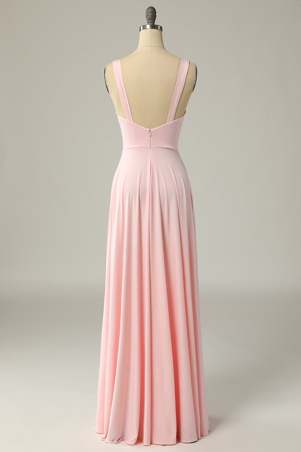 Classic A Line V Neck Yellow Long Prom Dress with Split Front