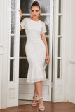 Sheath Jewel White Lace Party Dress