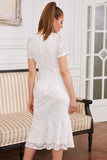 Sheath Jewel White Lace Party Dress