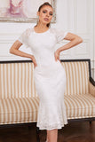Sheath Jewel White Lace Party Dress