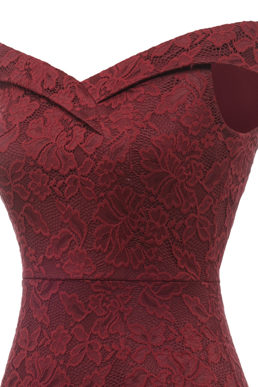 Sheath Off the Shoulder Burgundy Lace Dress