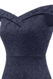 Sheath Off the Shoulder Burgundy Lace Dress