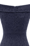Sheath Off the Shoulder Burgundy Lace Dress