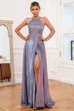 Glitter Purple Long Prom Dress