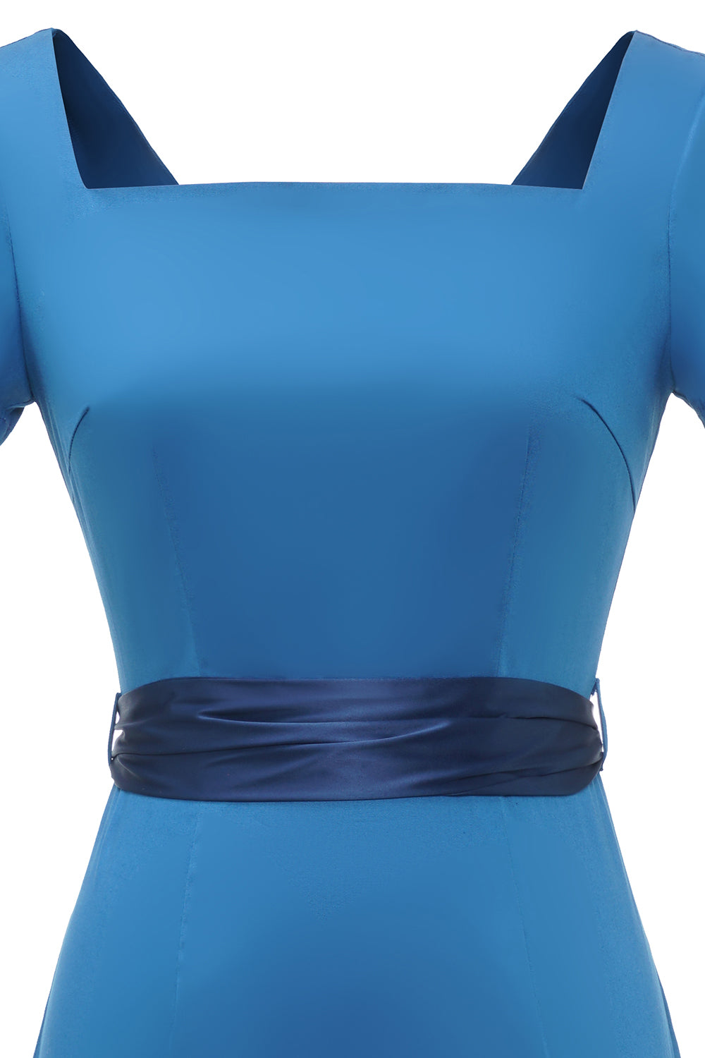 Blue 1960s Bodycon Dress wth Bowknot