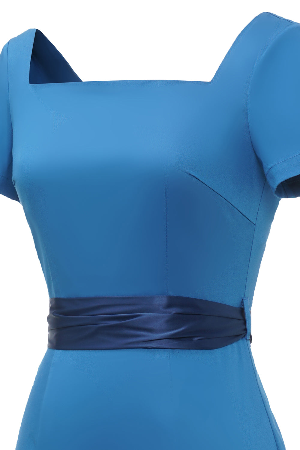 Blue 1960s Bodycon Dress wth Bowknot