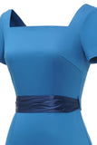 Blue 1960s Bodycon Dress wth Bowknot