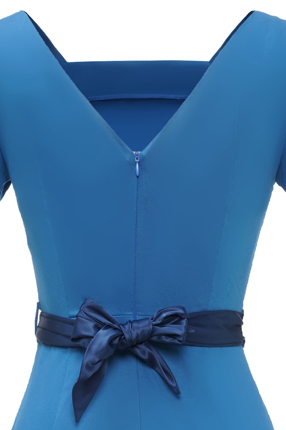 Blue 1960s Bodycon Dress wth Bowknot