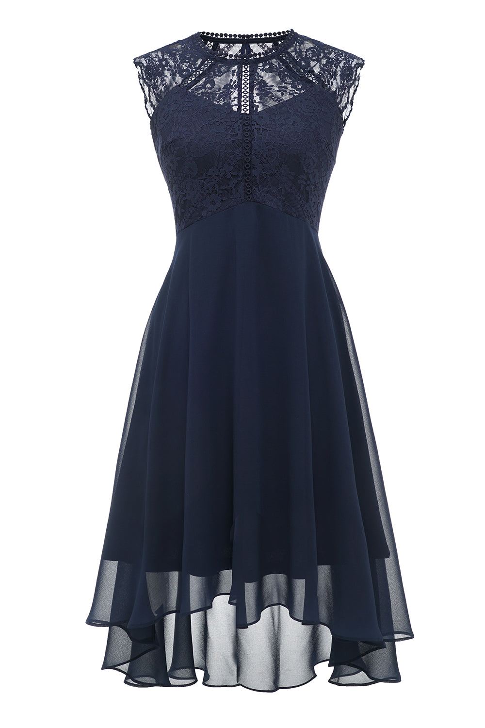 Dark Red Chiffon Lace Dress