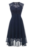 Dark Red Chiffon Lace Dress