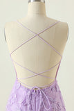 Purple Backless Bodycon Graduation Dress With Appliques
