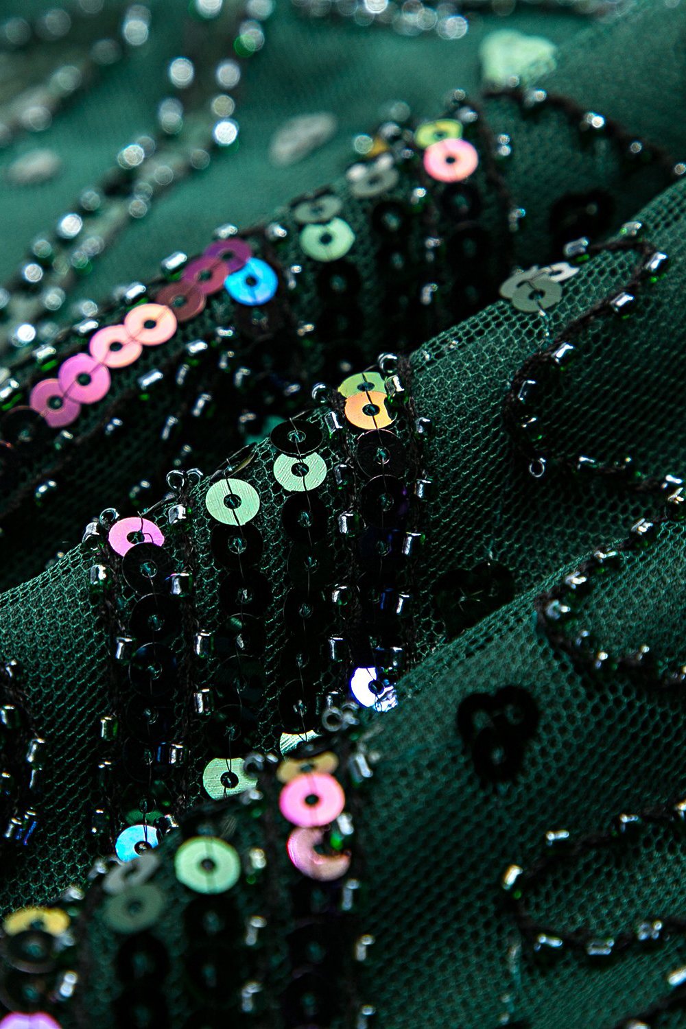 Dark Green Beaded Glitter Fringe 1920s Flapper Dress