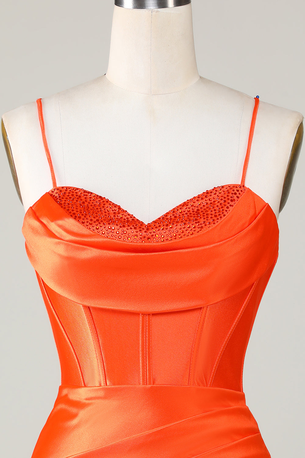 Sparkly Orange Beaded Corset Tight Short Graduation Dress