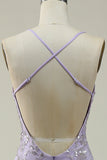 Mermaid Spaghetti Straps Purple Long Prom Dress with Beading