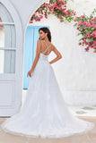 Ivory Criss-Cross Straps Back A-Line Tulle Wedding Dress