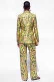 Blue Floral 2 Piece Notch Lapel One Button Women Suits
