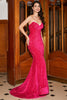 Load image into Gallery viewer, Mermaid Sweetheart Hot Pink Sequins Long Prom Dress