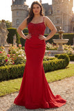 Dark Green Mermaid Halter Long Prom Dress with Appliques Beading