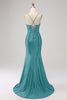 Load image into Gallery viewer, Stunning Mermaid Spaghetti Straps Royal Blue Corset Prom Dress with Split Front