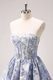 Blue Corset A Line Sweetheart Homecoming Dress