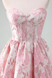 Blue A Line Sweetheart Short Corset Cocktail Dress