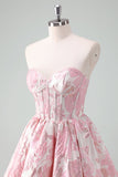 Blue A Line Sweetheart Short Corset Cocktail Dress