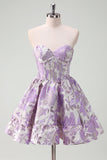Blue A Line Sweetheart Short Corset Cocktail Dress