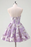Blue A Line Sweetheart Short Corset Cocktail Dress