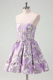 Blue A Line Sweetheart Short Corset Cocktail Dress