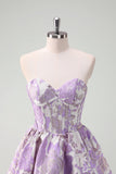 Blue A Line Sweetheart Short Corset Cocktail Dress