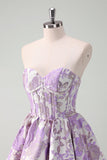 Blue A Line Sweetheart Short Corset Cocktail Dress