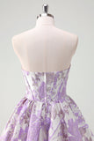 Blue A Line Sweetheart Short Corset Cocktail Dress