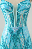 Green Corset Spaghetti Straps Homecoming Dress With Sequins