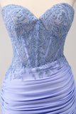 Fuchsia Sweetheart Corset Tight Cocktail Dress with Beading