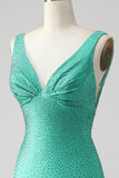 Green Bodycon V Neck Backless Short Homecoming Dress with Beading