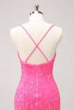 Sparkly Gold Tight Sequins V Neck Homecoming Dress with Fringes